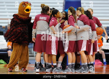 Syracuse, New York, USA. 21st Dec, 2013. December 21, 2013: St. Joseph's Hawks players meet prior to an NCAA Women's basketball game between the St. Joseph's Hawks and the Syracuse Orange at the Carrier Dome in Syracuse, New York. Syracuse won the game 64-62. Rich Barnes/CSM/Alamy Live News Stock Photo