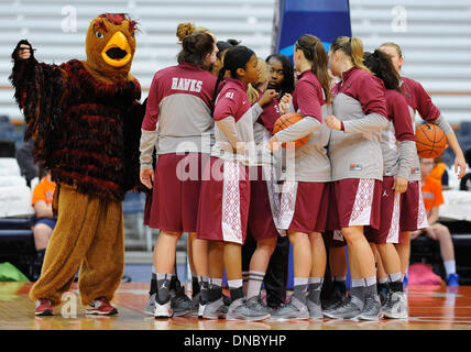 Syracuse, New York, USA. 21st Dec, 2013. December 21, 2013: St. Joseph's Hawks players meet prior to an NCAA Women's basketball game between the St. Joseph's Hawks and the Syracuse Orange at the Carrier Dome in Syracuse, New York. Syracuse won the game 64-62. Rich Barnes/CSM/Alamy Live News Stock Photo