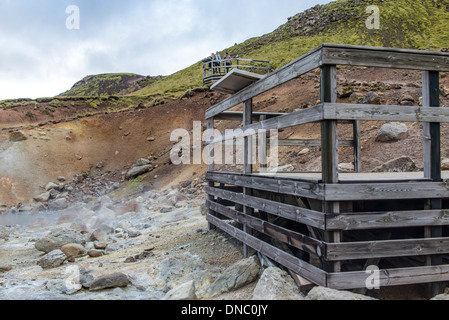 Seltun hot springs area at Kleifarvam Nature Park, Southern Iceland Stock Photo