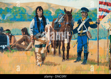 Peace Treaty of 1855 mural, The Dalles, Columbia River Gorge National Scenic Area, Oregon Stock Photo