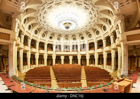 Interior of the Palace of the Parliament in Bucharest, the capital of Romania. Stock Photo