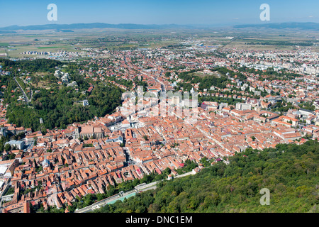 View of the old town of Brasov, a city in the Transylvania region of central Romania. Stock Photo