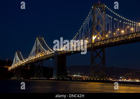 Oakland Bay Bridge Lights Stock Photo