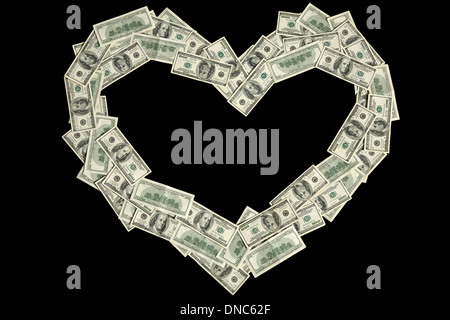 Money in a shape of heart
