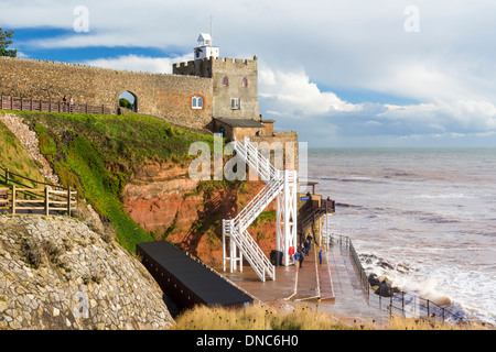 Jacob’s Ladder steps down to the beach at Sidmouth Devon England UK Europe Stock Photo