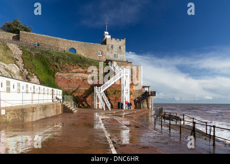 Jacob’s Ladder steps down to the beach at Sidmouth Devon England UK Europe Stock Photo