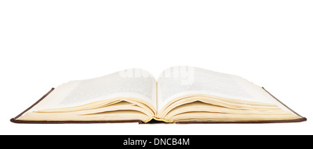 big brown open book isolated on white background Stock Photo