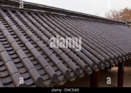 Giwa (fired clay roof tiles) used on  traditional Hanok architecture - South Korea Stock Photo