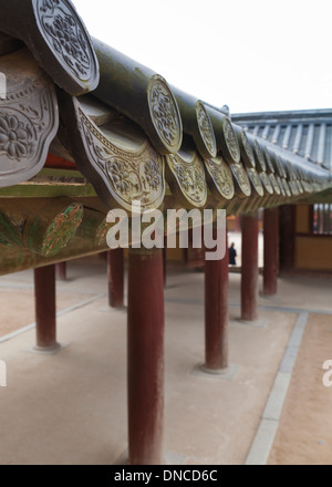 Giwa (fired clay roof tiles) used on  traditional Hanok architecture - South Korea Stock Photo