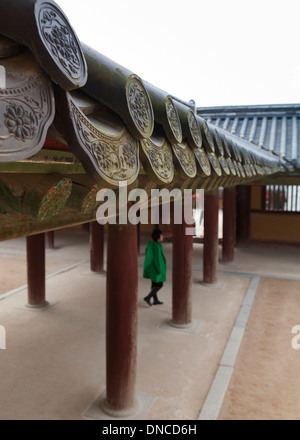 Giwa (fired clay roof tiles) used on  traditional Hanok architecture - South Korea Stock Photo