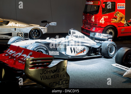 Race Cars from the Mercedes Museum in Stuttgart Germany Stock Photo