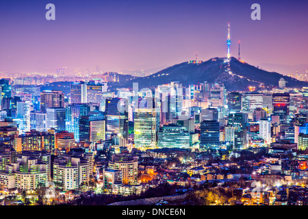 Seoul, South Korea city skyline nighttime skyline. Stock Photo