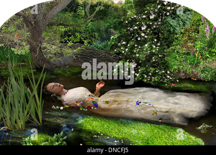 Millais's painting of Ophelia remade as a photo Stock Photo