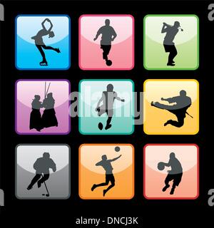 Sports buttons set Stock Vector