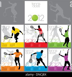 Tennis players silhouettes set Stock Vector