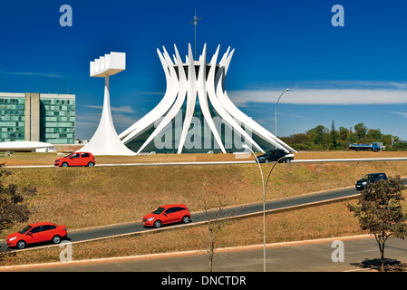 Brazil, Brasilia: Metropolitan Cathedral Nossa Senhora da Aparecida Stock Photo
