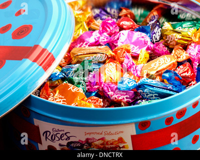 Tin of Cadbury Roses chocolates Stock Photo