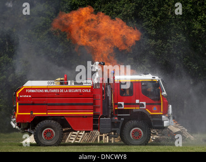 Nogent-le-Rotrou, 2012: training of the firefighters belonging to the French civil defence Stock Photo