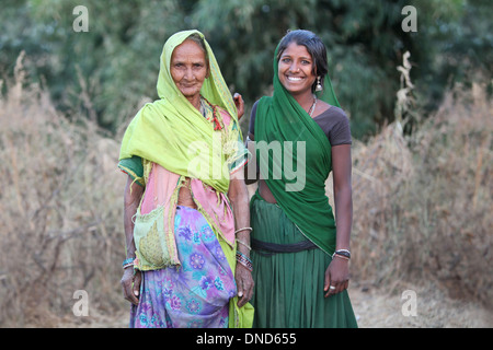 Youmg and old tribal women. Bhil Tribe. Madhya Pradesh, India. Stock Photo