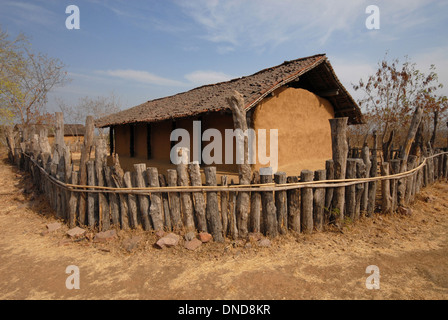 Wood fence. Muria gond tribe. Bastar district Manav Sangrahalaya, Bhopal, Madhya Pradesh, India. Stock Photo