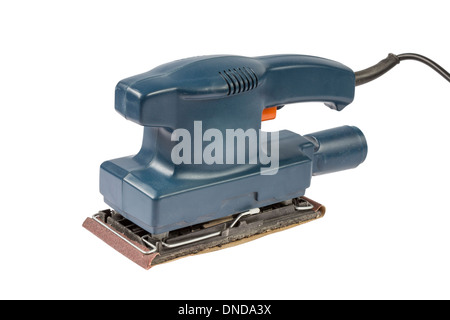 Used Blue Sander isolated on white background Stock Photo