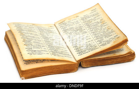 Old Bengali to English Dictionary over white background Stock Photo