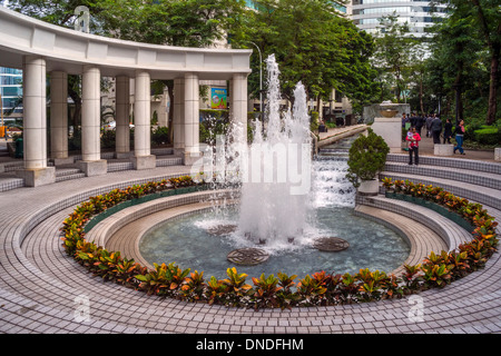 Colonnade and Fountain, Hong Kong Park, Hong Kong Stock Photo