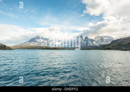 Lake View of Mountains, Torres del Paine National Park Chile Stock Photo