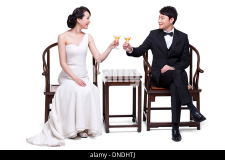 Elegant young couple with cocktails Stock Photo