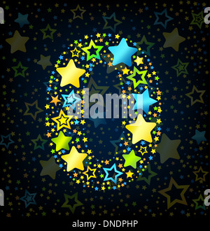 Number 0 cartoon star colored Stock Photo