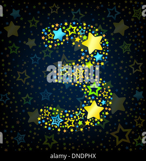 Number 3 cartoon star colored Stock Photo