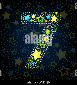 Number 7 cartoon star colored Stock Photo