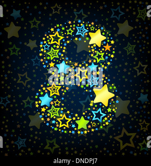 Number 8 cartoon star colored Stock Photo