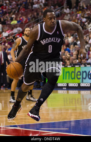 December 20, 2013: Brooklyn Nets center Andray Blatche (0) in action during the NBA game between the Brooklyn Nets and the Philadelphia 76ers at the Wells Fargo Center in Philadelphia, Pennsylvania. The 76ers won 121-120 in overtime. (Christopher Szagola/Cal Sport Media) Stock Photo