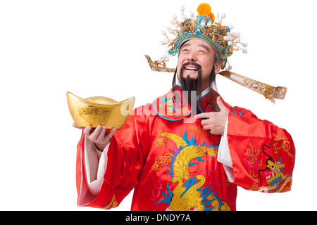 Chinese God of Wealth celebrating Chinese New Year Stock Photo