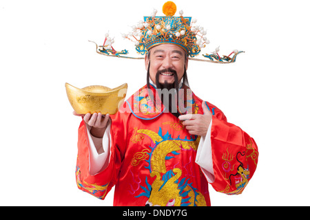 Chinese God of Wealth celebrating Chinese New Year Stock Photo