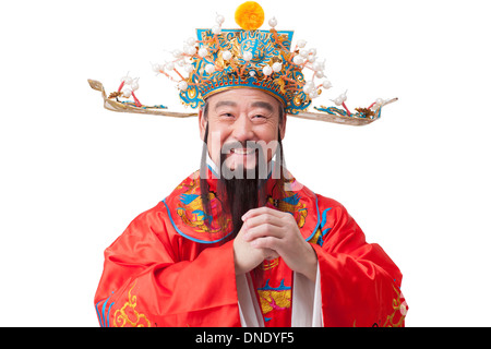 Chinese God of Wealth greeting for Chinese New Year Stock Photo