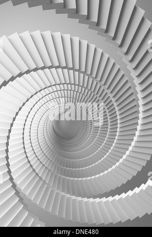 3d illustration background with white spiral stairs perspective Stock Photo