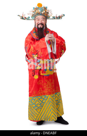 Chinese God of Wealth greeting for Chinese New Year Stock Photo