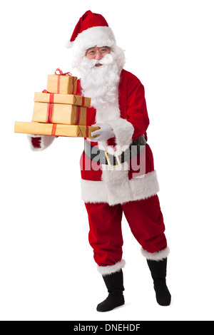 Santa Claus handing out gifts Stock Photo