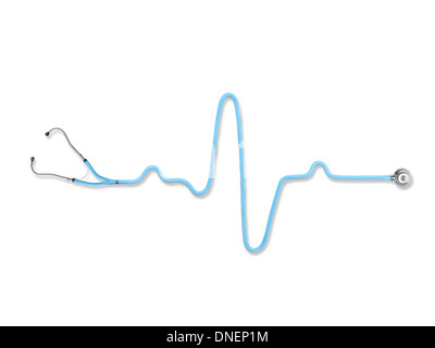 Stethoscope in the shape of heart beat isolated on a white background ...