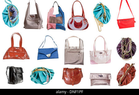 collection of ladies handbags isolated on white background Stock Photo ...