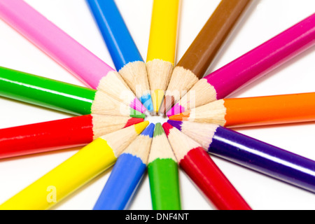 Color pencils on white background Stock Photo