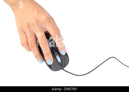 computer mouse in hand isolated on white background (with clipping path) Stock Photo