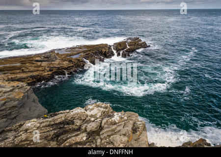 Sea Cliffs on Atlantic Coast on Loophead Drive, on Loophead Peninsula, County Clare, Ireland. Stock Photo