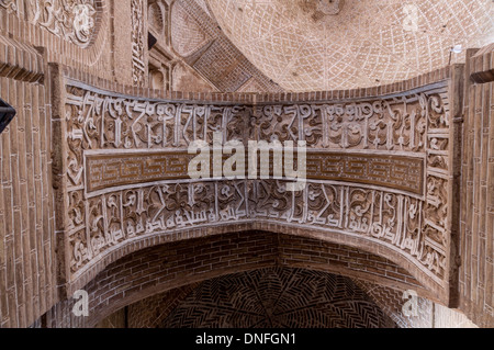 arch leading to qibla dome squinch chamber mihrab Saljuq Iranian Islamic architecture 12th century Friday mosque, Ardistan, Iran Stock Photo