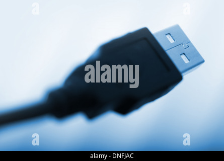 USB Plug Data Transfer - Universal Serial Bus Connector Closeup Stock Photo