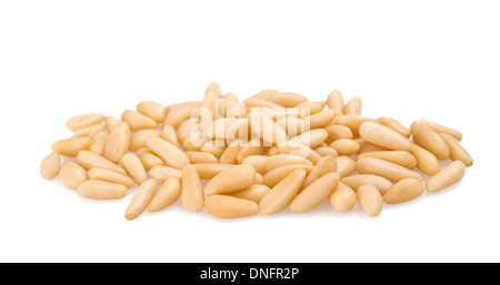 pine nuts stack isolated on white Stock Photo