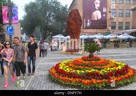 Beijing China,Asia,Chinese,Oriental,Chaoyang District,798 Art Zone,Dashanzi Art District,former Factory 798,gentrification,BoBo Community,flowers,scul Stock Photo