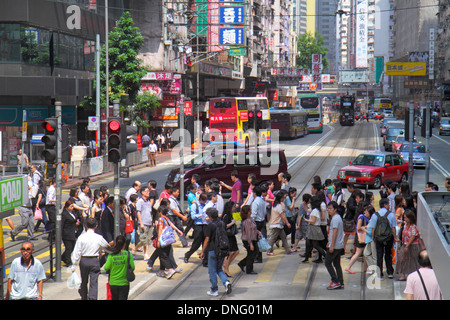 Hong Kong China,HK,Asia,Chinese,Oriental,Island,Wan Chai,Henessy Road,crossing street,buildings,city skyline,Cantonese Chinese characters hànzì pinyin Stock Photo